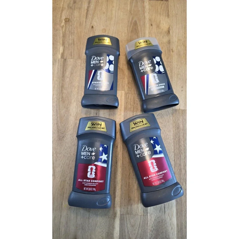 NEW Lot Of 4 Dove Men+Care FIFA World Cup Deodorant 2.6 oz. ea. Striker All Star